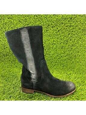 UGG Annisa Womens Size 6.5 Black Winter Outdoor Mid Calf Suede Boots Shoes